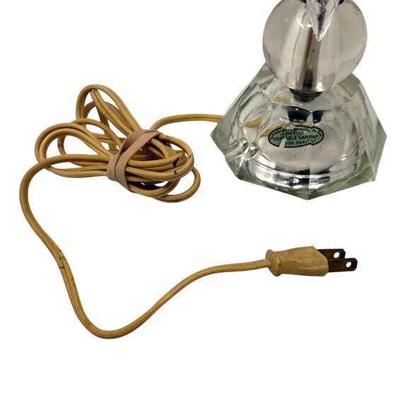 Vintage 70s Victorian Crystal Hurricane Lamp Prisms Etched Glass 15” - Picture 6 of 9